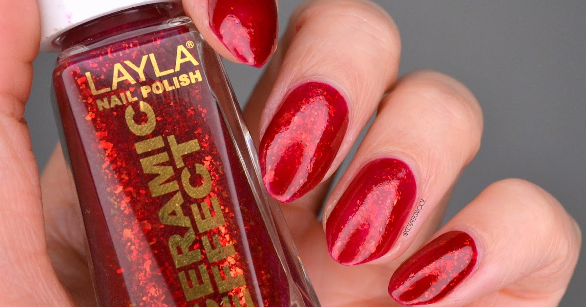 NAILS | Layla Ceramic Effect Red Jelly Flakie CE53 Swatch | Cosmetic Proof