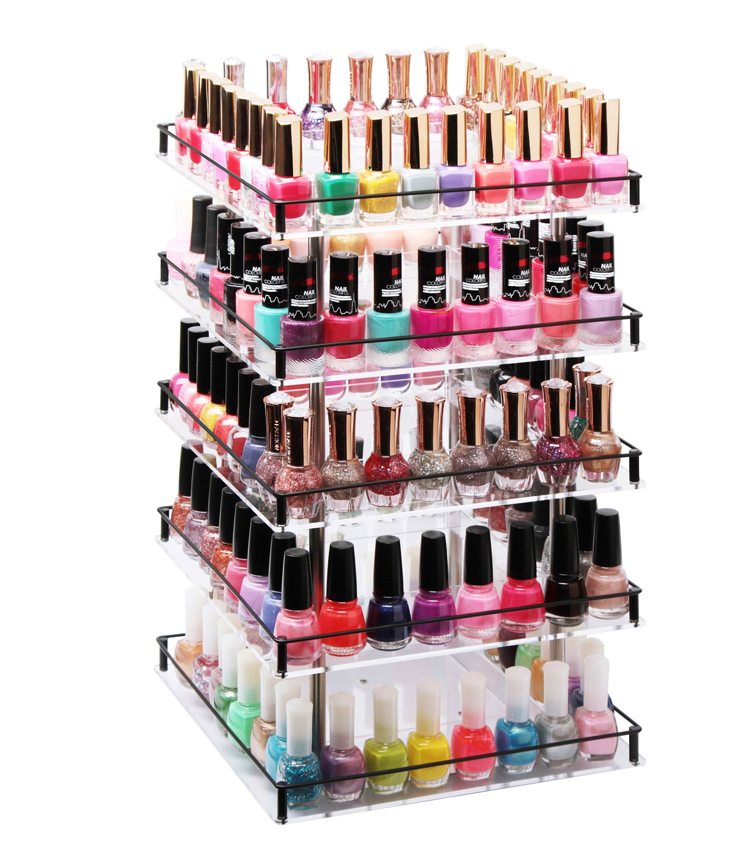 5 Tier Nail Polish 360 Rotating Rack Organizer Stand Storage Carousel