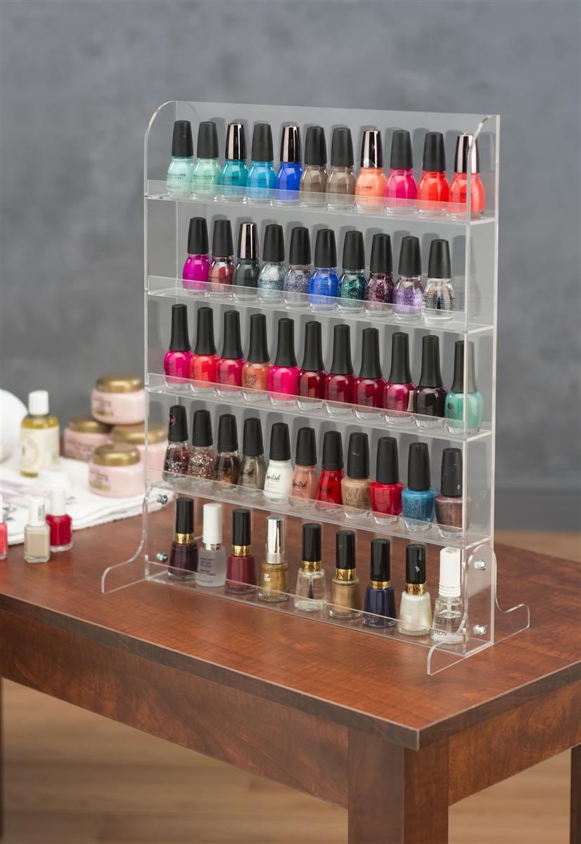 Countertop & Wall Mount Display Rack for Nail Polish, 5 Open Shelves