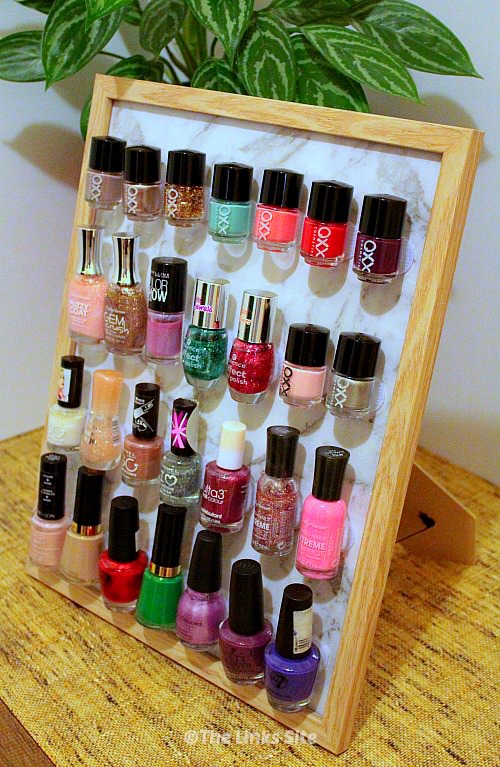 DIY Nail Polish Organizer Using a Photo Frame