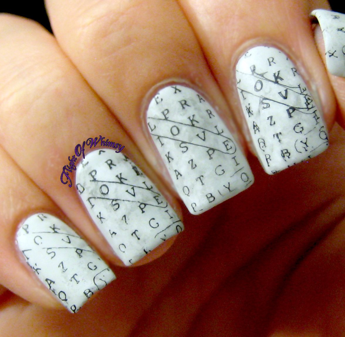 Crossword Accent Nail Design