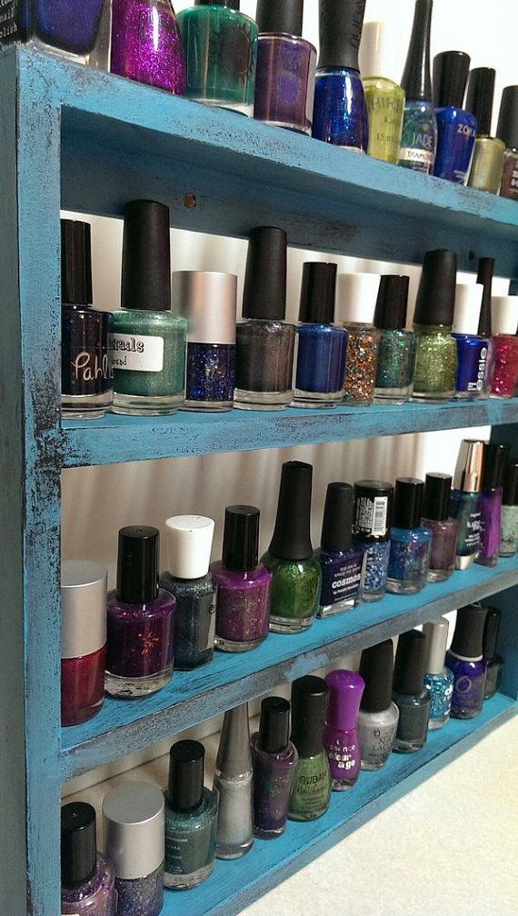 Nail polish in a rack